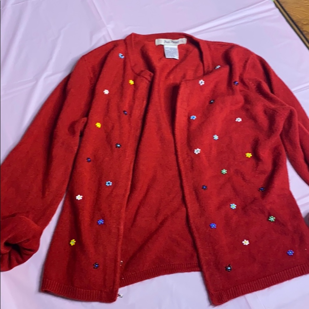 Free people red cardigan